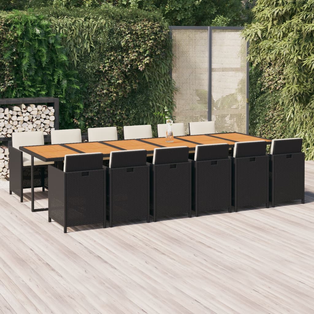 13-Tlg. Garten-Essgruppe Mit Kissen Poly Rattan Beige
