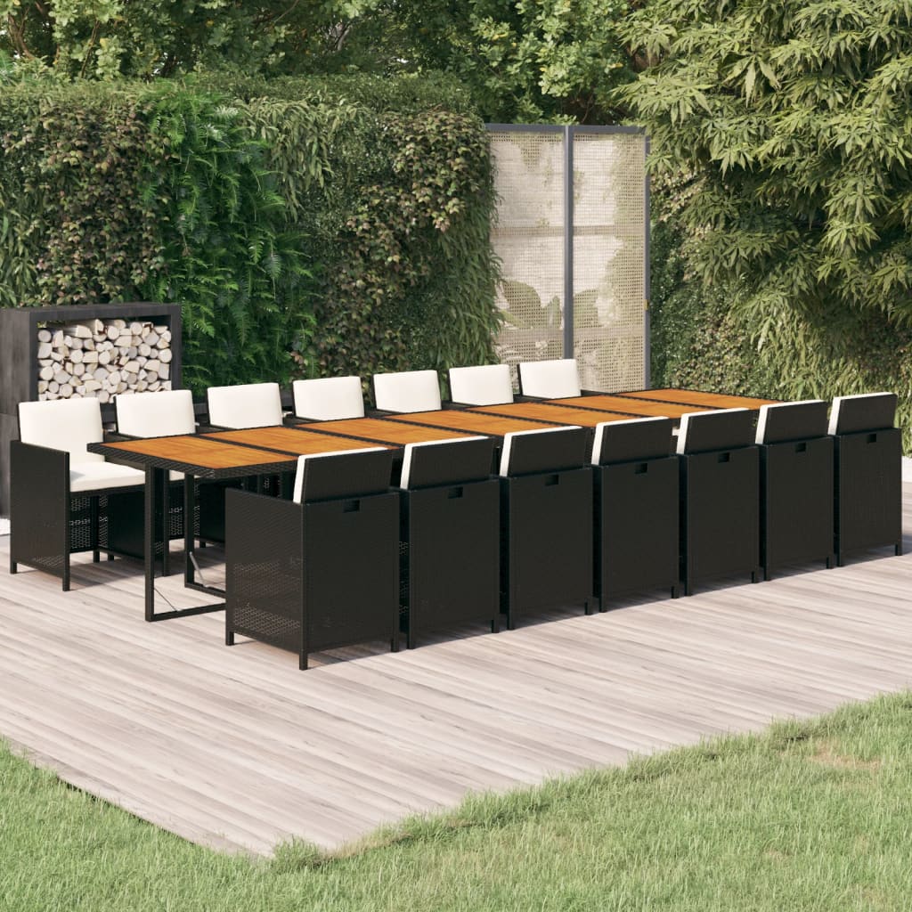 13-Tlg. Garten-Essgruppe Mit Kissen Poly Rattan Beige