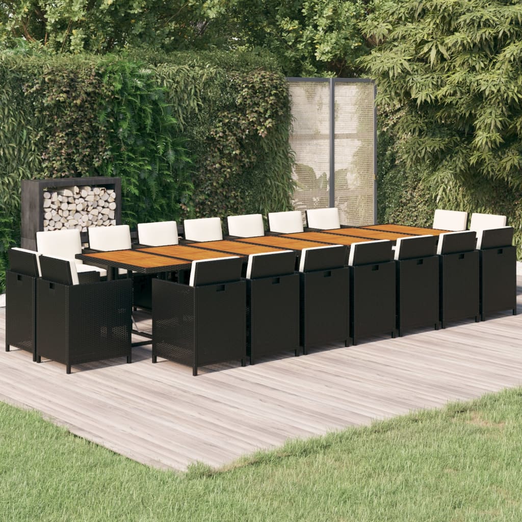 13-Tlg. Garten-Essgruppe Mit Kissen Poly Rattan Beige