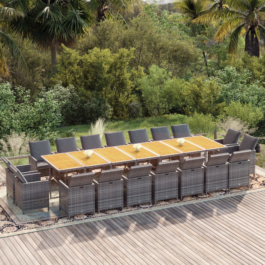 13-Tlg. Garten-Essgruppe Mit Kissen Poly Rattan Beige