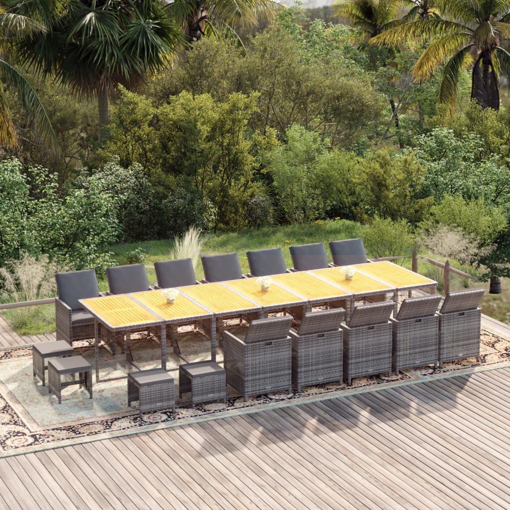 13-Tlg. Garten-Essgruppe Mit Kissen Poly Rattan Beige