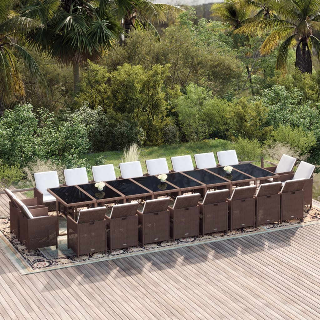 13-Tlg. Garten-Essgruppe Mit Kissen Poly Rattan Beige