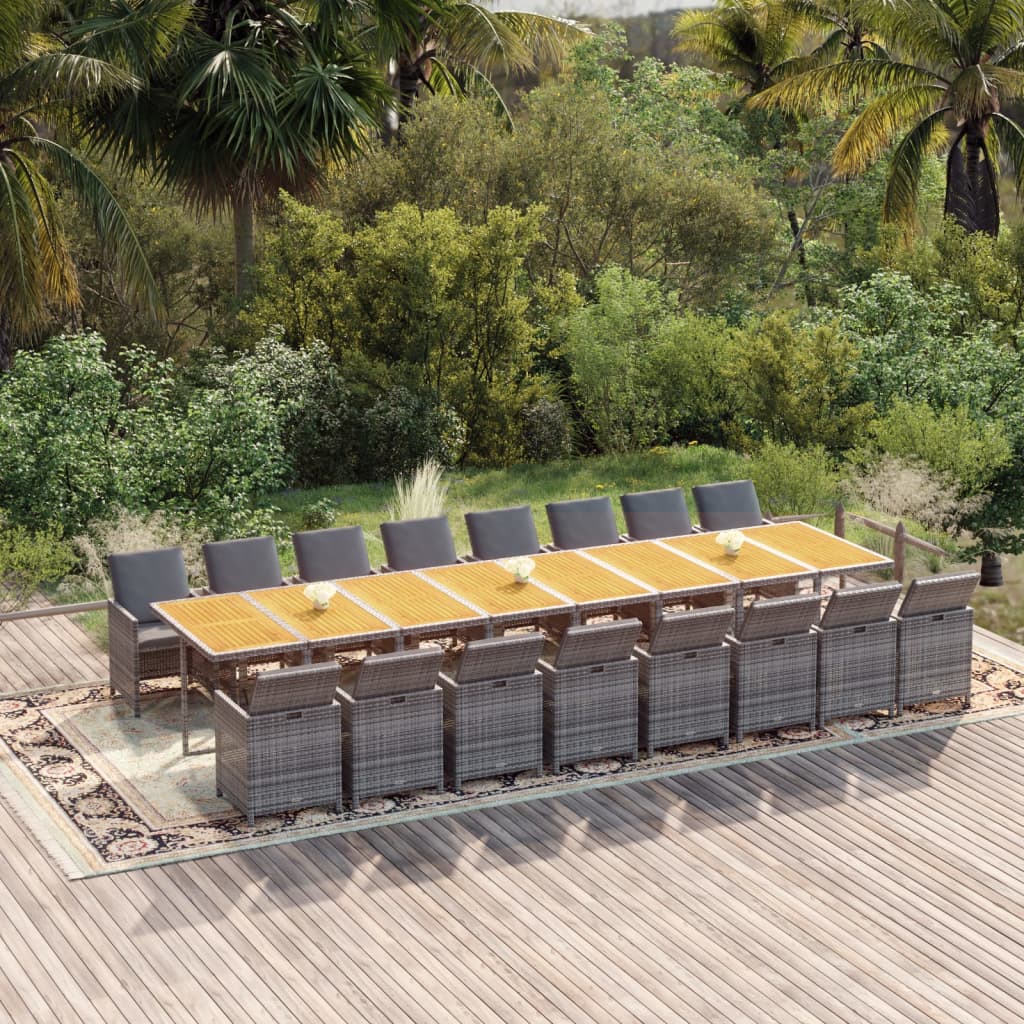 13-Tlg. Garten-Essgruppe Mit Kissen Poly Rattan Beige