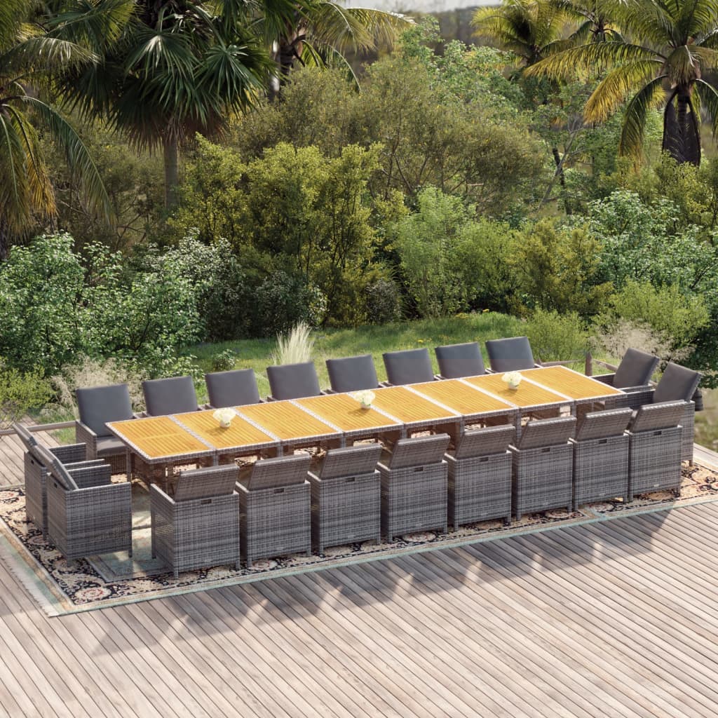 13-Tlg. Garten-Essgruppe Mit Kissen Poly Rattan Beige
