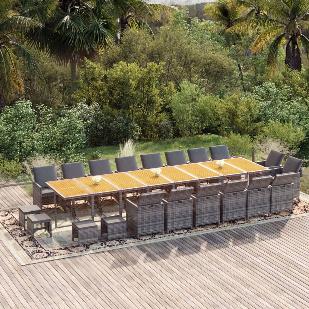 13-Tlg. Garten-Essgruppe Mit Kissen Poly Rattan Beige