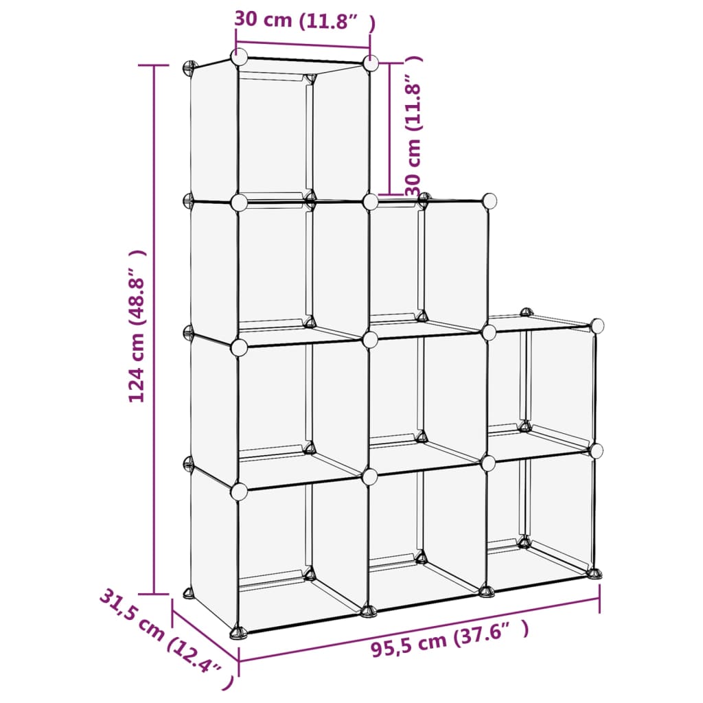 Regalsystem Mit 9 Würfeln Pp Transparent