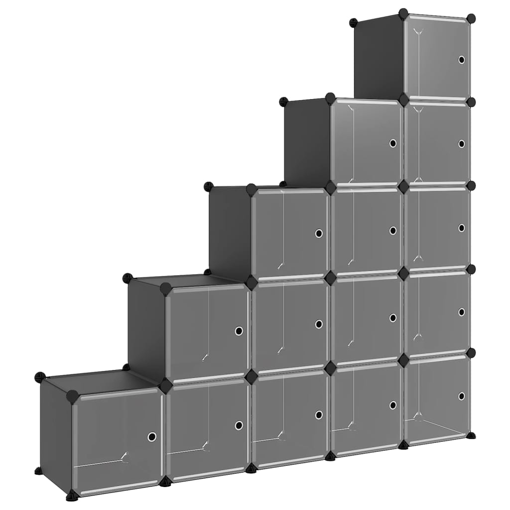 Regalsystem Mit 15 Würfeln Und Türen Schwarz Pp Schwarz Und Transparent