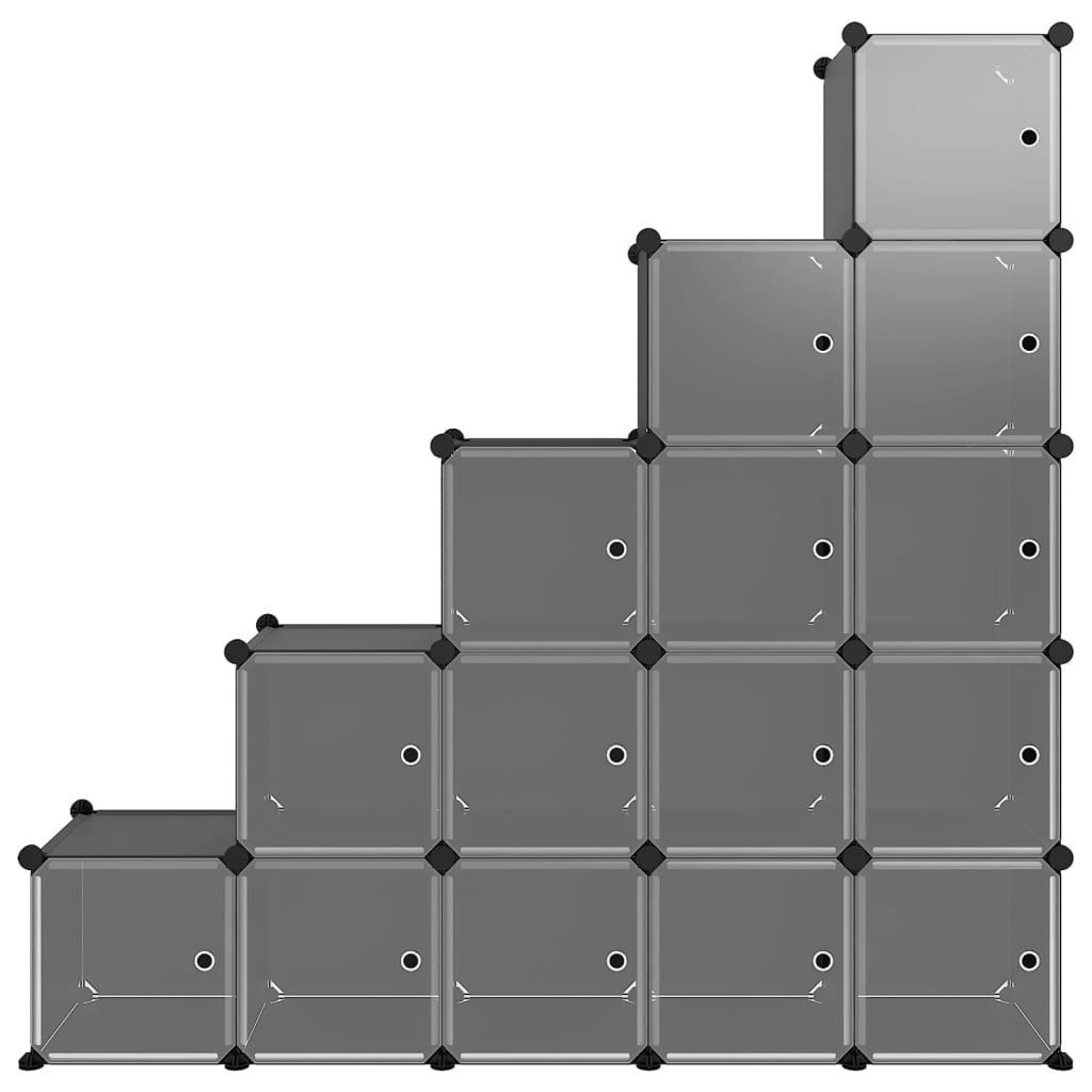 Regalsystem Mit 15 Würfeln Und Türen Schwarz Pp Schwarz Und Transparent