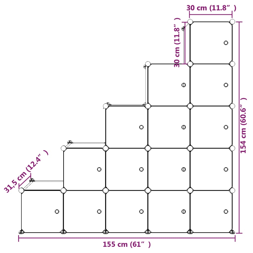 Kinderschrank Modular Mit 15 Würfeln Pp Weiß
