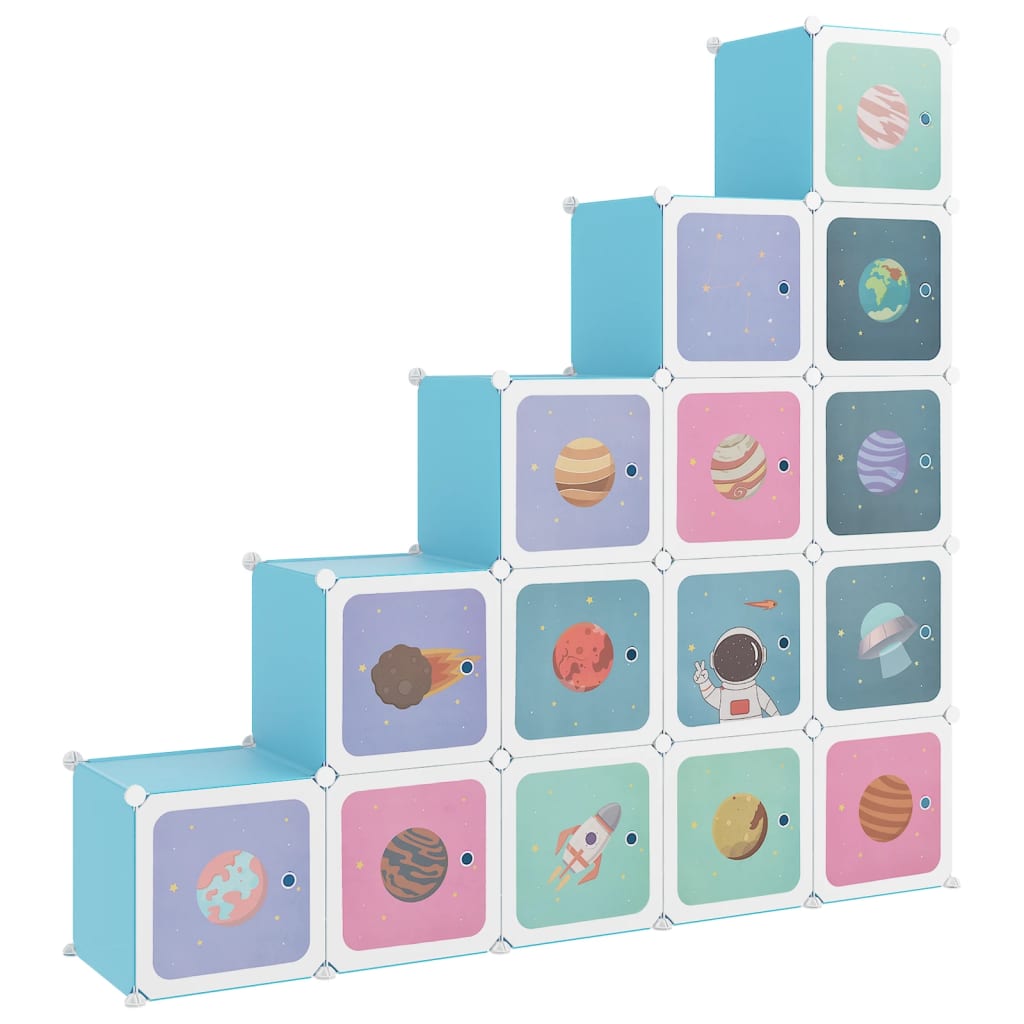 Kinderschrank Modular Mit 15 Würfeln Pp Blau