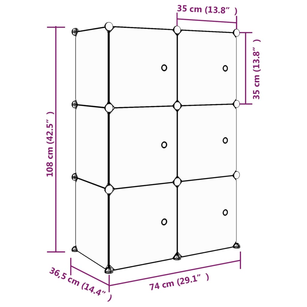 Kinderschrank Modular Mit 6 Würfeln Pp Rosa