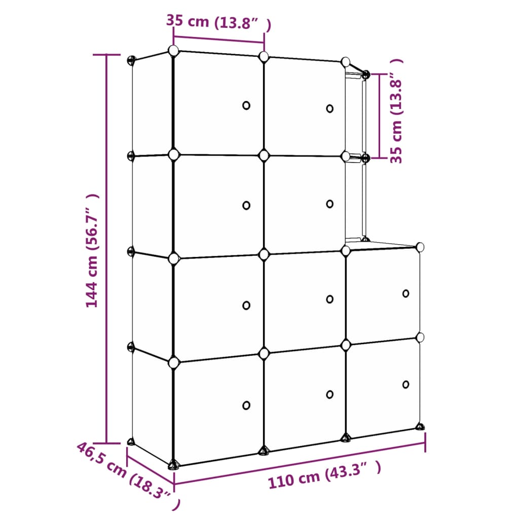 Kinderschrank Modular Mit 10 Würfeln Pp Schwarz