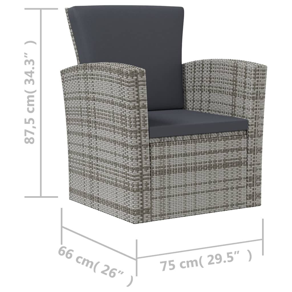 16-Tlg. Garten-Lounge-Set Mit Kissen Poly-Rattan