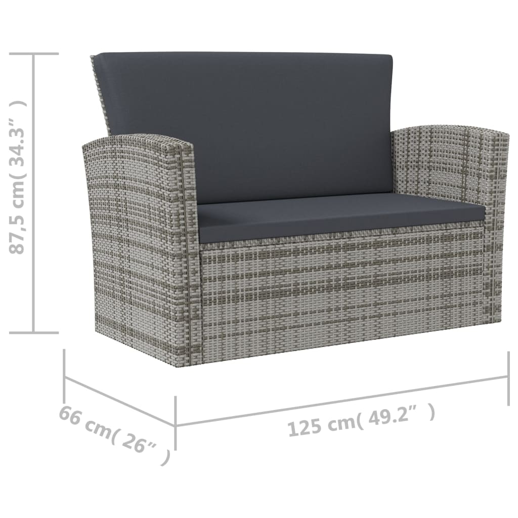 16-Tlg. Garten-Lounge-Set Mit Kissen Poly-Rattan