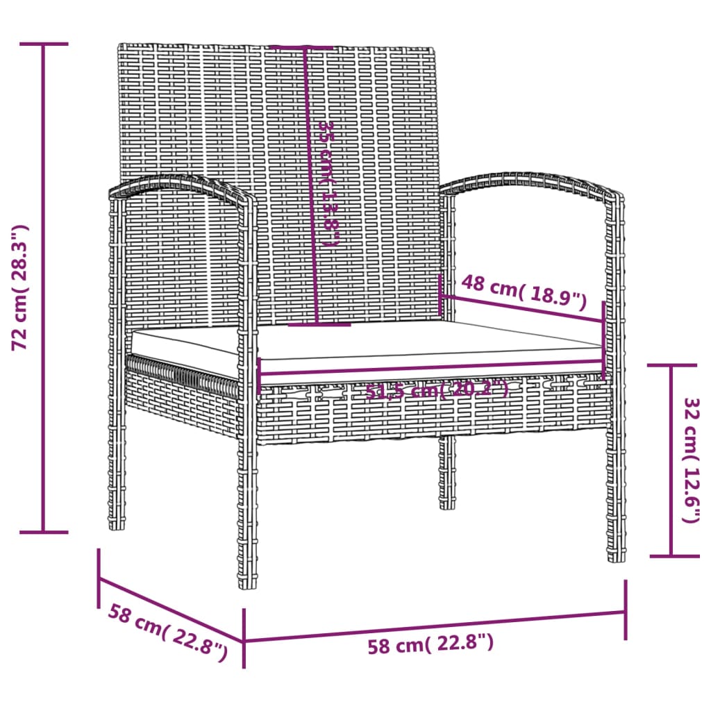 8-Tlg. Garten-Lounge-Set Mit Auflagen Poly Rattan