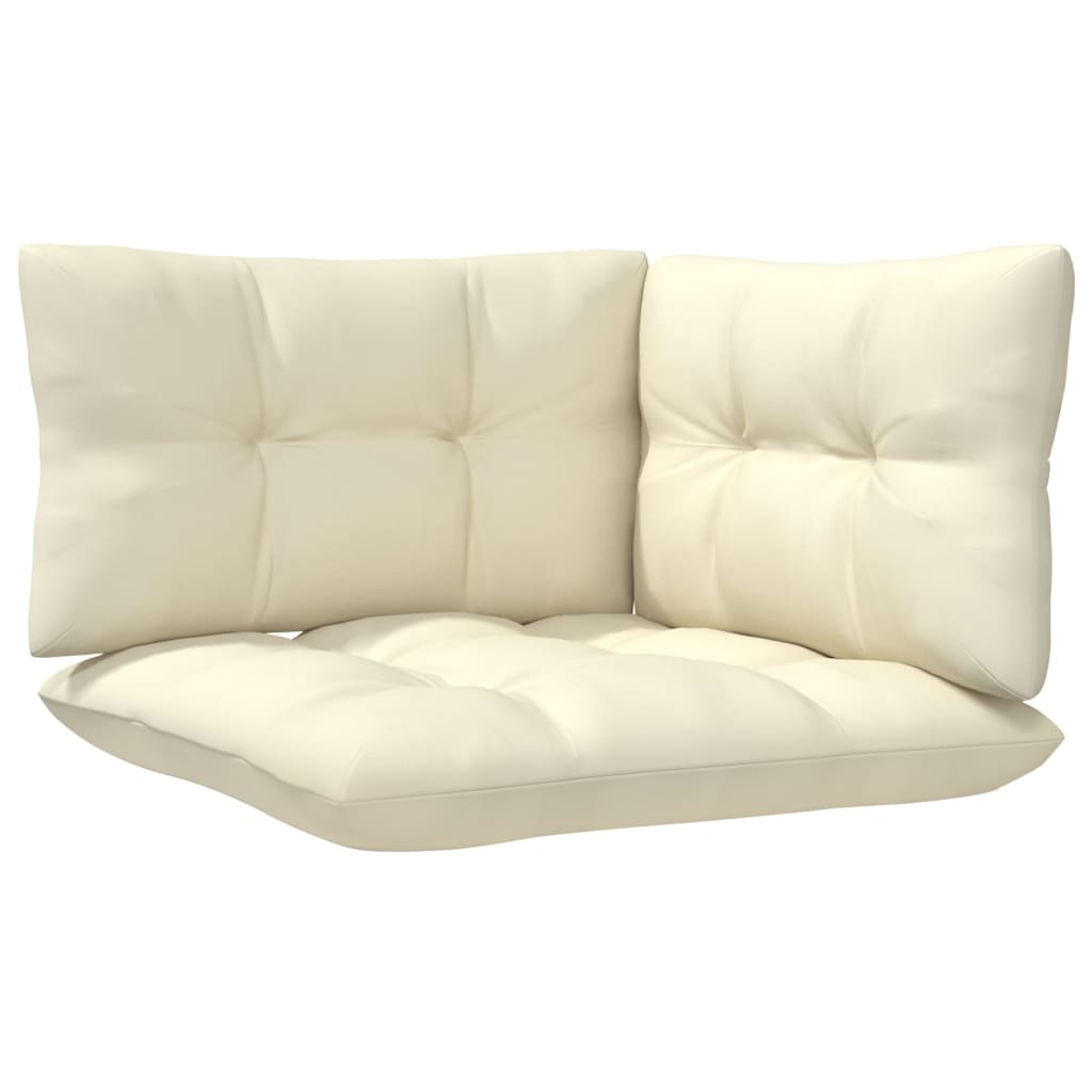 3-Tlg. Garten-Lounge-Set Mit Creme Kissen Kiefernholz