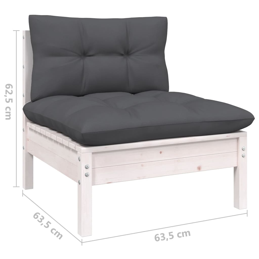 4-Tlg. Garten-Lounge-Set Mit Anthrazit Kissen Kiefernholz