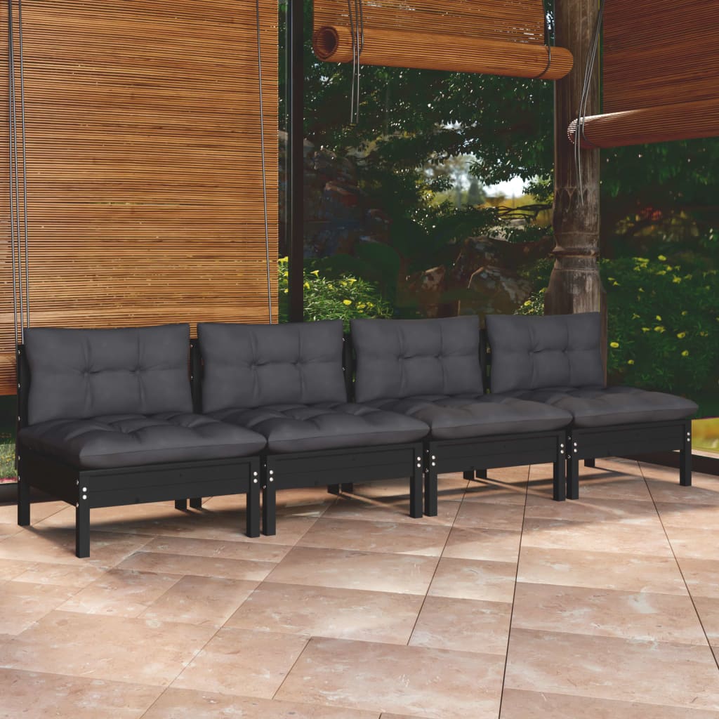 4-Sitzer-Gartensofa Mit Creme Kissen Massivholz Kiefer