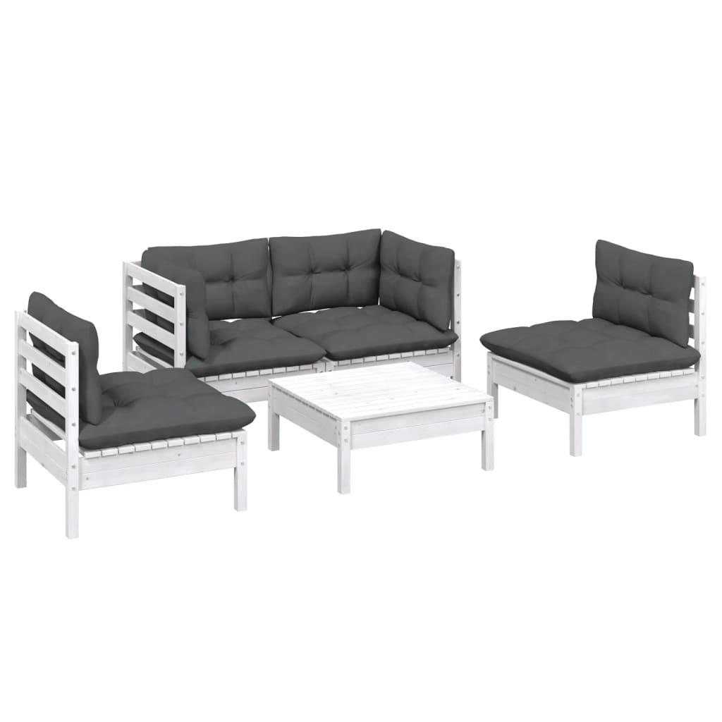 5-Tlg. Garten-Lounge-Set Mit Kissen Kiefer Massivholz