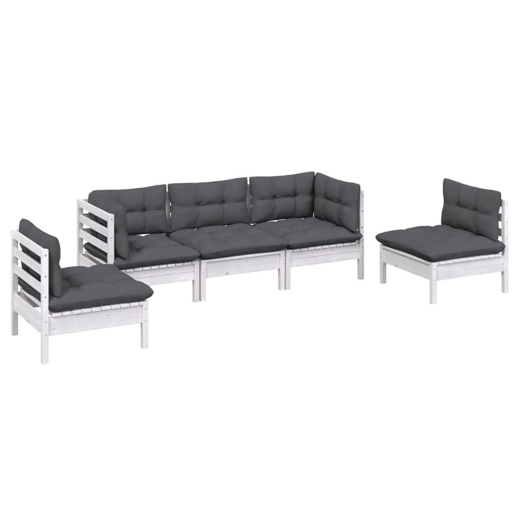 5-Tlg. Garten-Lounge-Set Mit Kissen Kiefer Massivholz