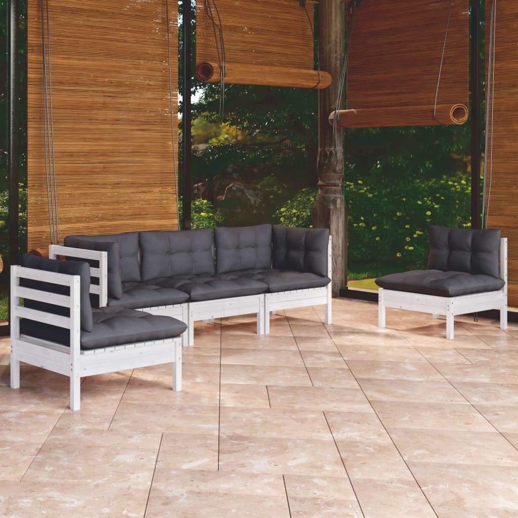 5-Tlg. Garten-Lounge-Set Mit Kissen Kiefer Massivholz