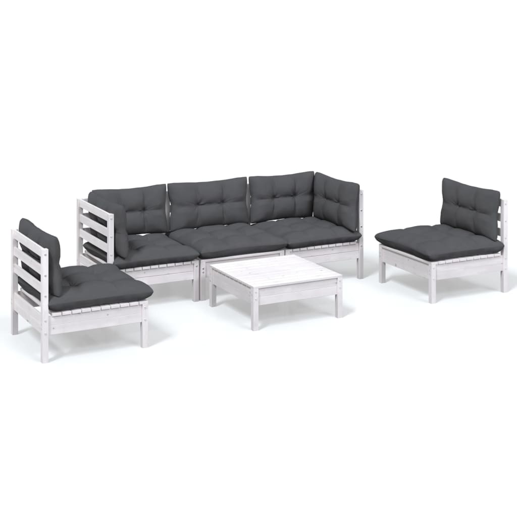 6-Tlg. Garten-Lounge-Set Mit Kissen Kiefer Massivholz