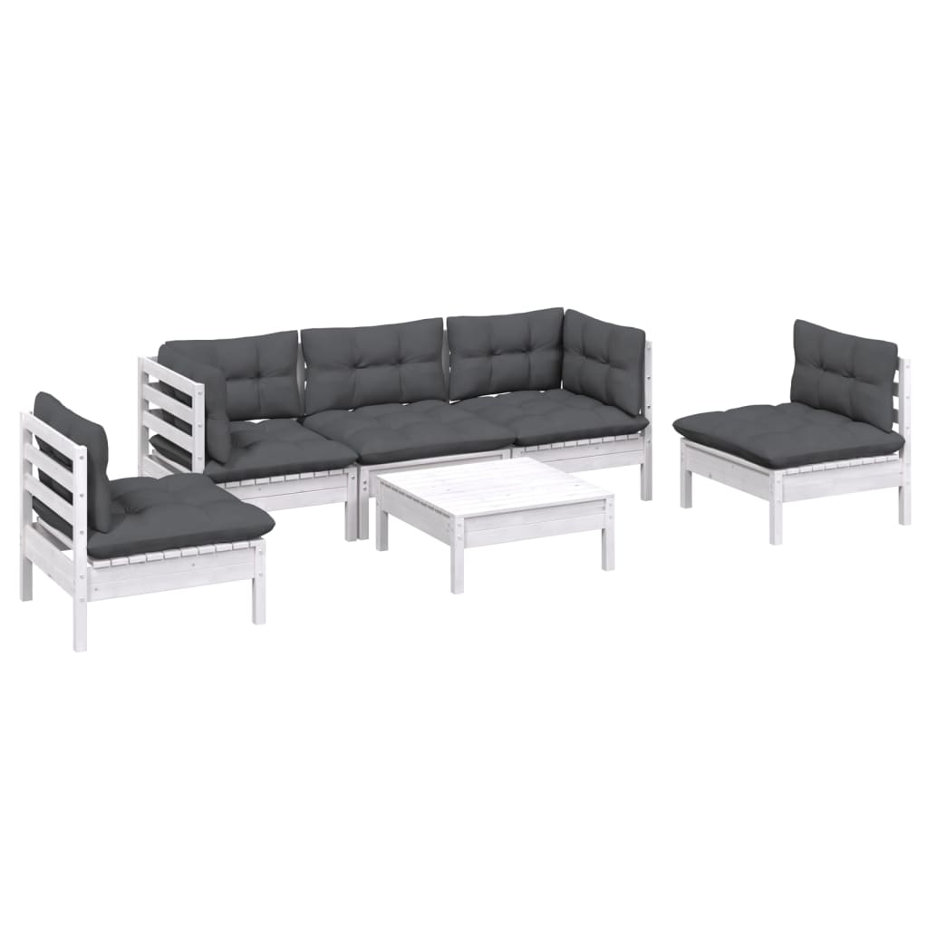 6-Tlg. Garten-Lounge-Set Mit Kissen Kiefer Massivholz