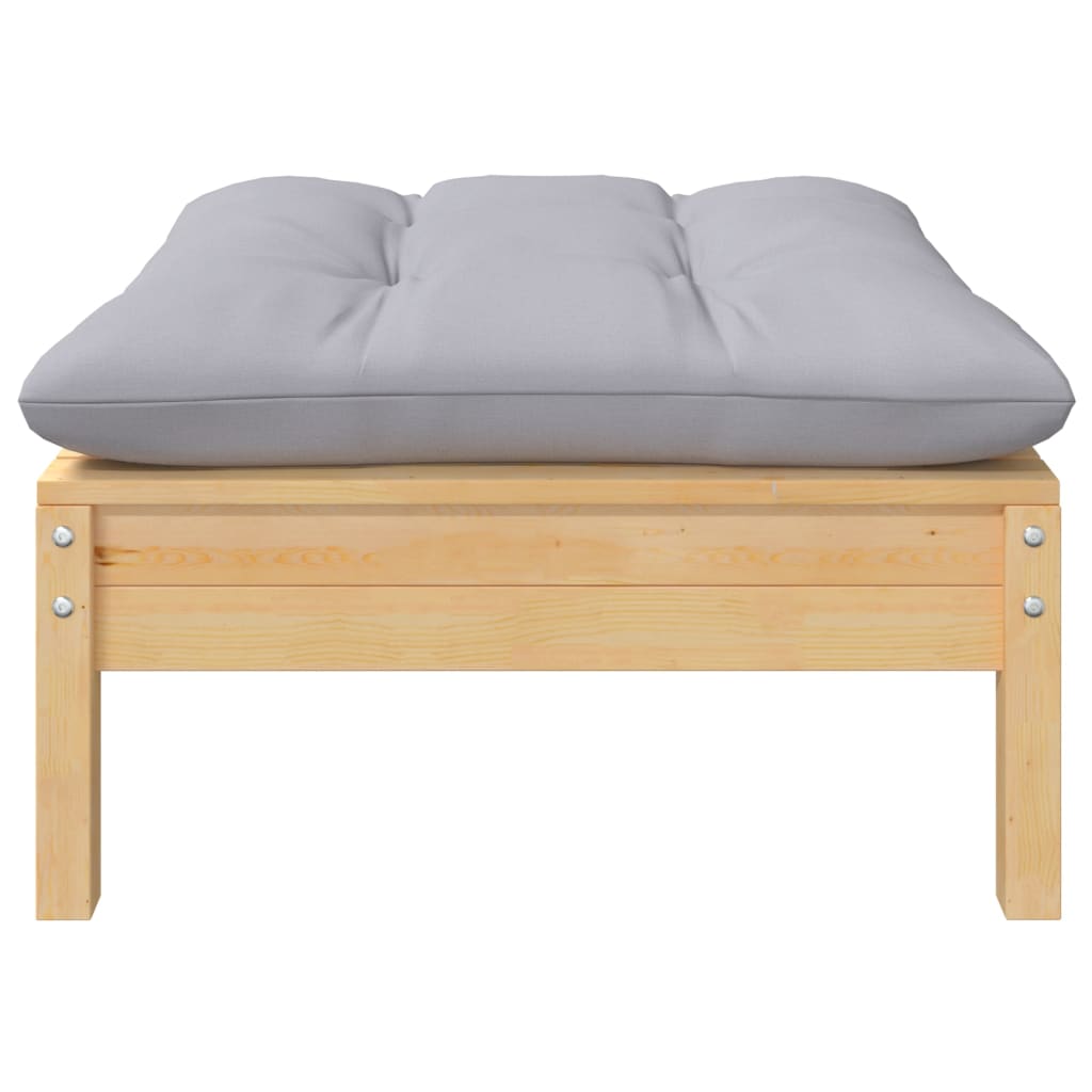 7-Tlg. Garten-Lounge-Set Mit Grauen Kissen Kiefer Massivholz