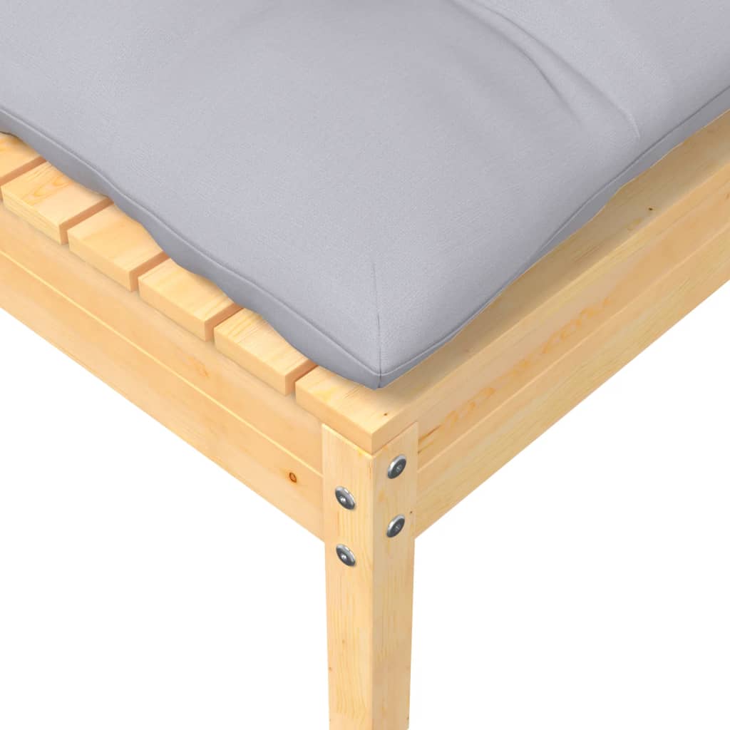 7-Tlg. Garten-Lounge-Set Mit Grauen Kissen Kiefer Massivholz
