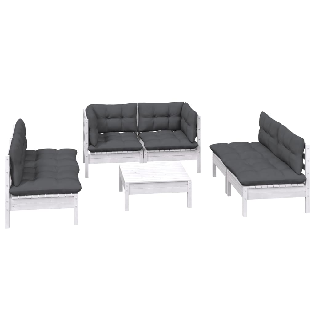 7-Tlg. Garten-Lounge-Set Mit Kissen Kiefer Massivholz