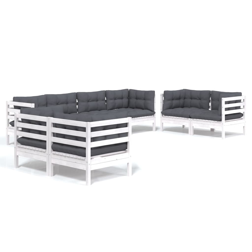 8-Tlg. Garten-Lounge-Set Mit Kissen Massivholz Kiefer