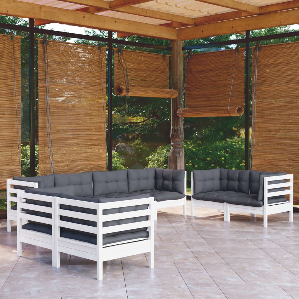 8-Tlg. Garten-Lounge-Set Mit Kissen Massivholz Kiefer