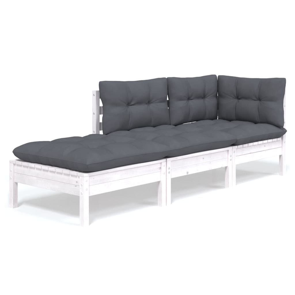 3-Tlg. Garten-Lounge-Set Mit Kissen Massivholz Kiefer