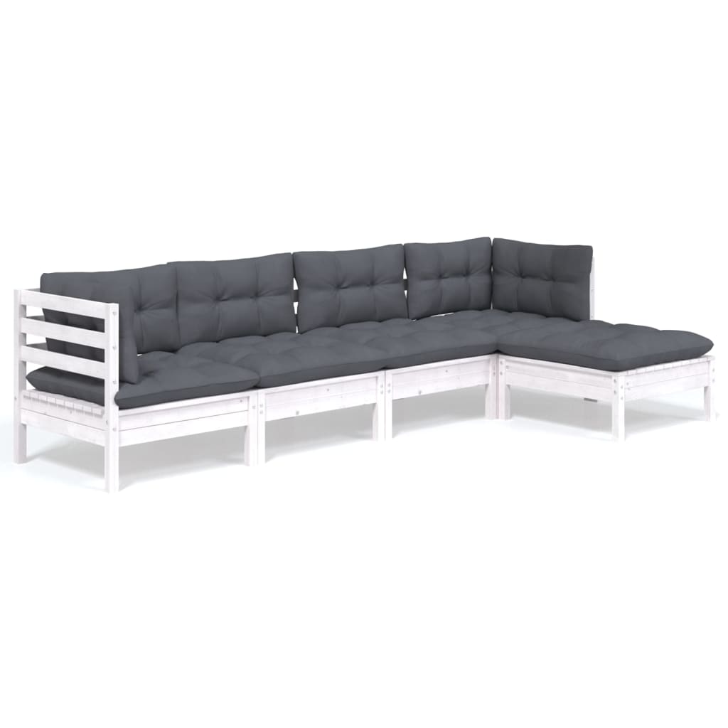 5-Tlg. Garten-Lounge-Set Mit Kissen Kiefernholz