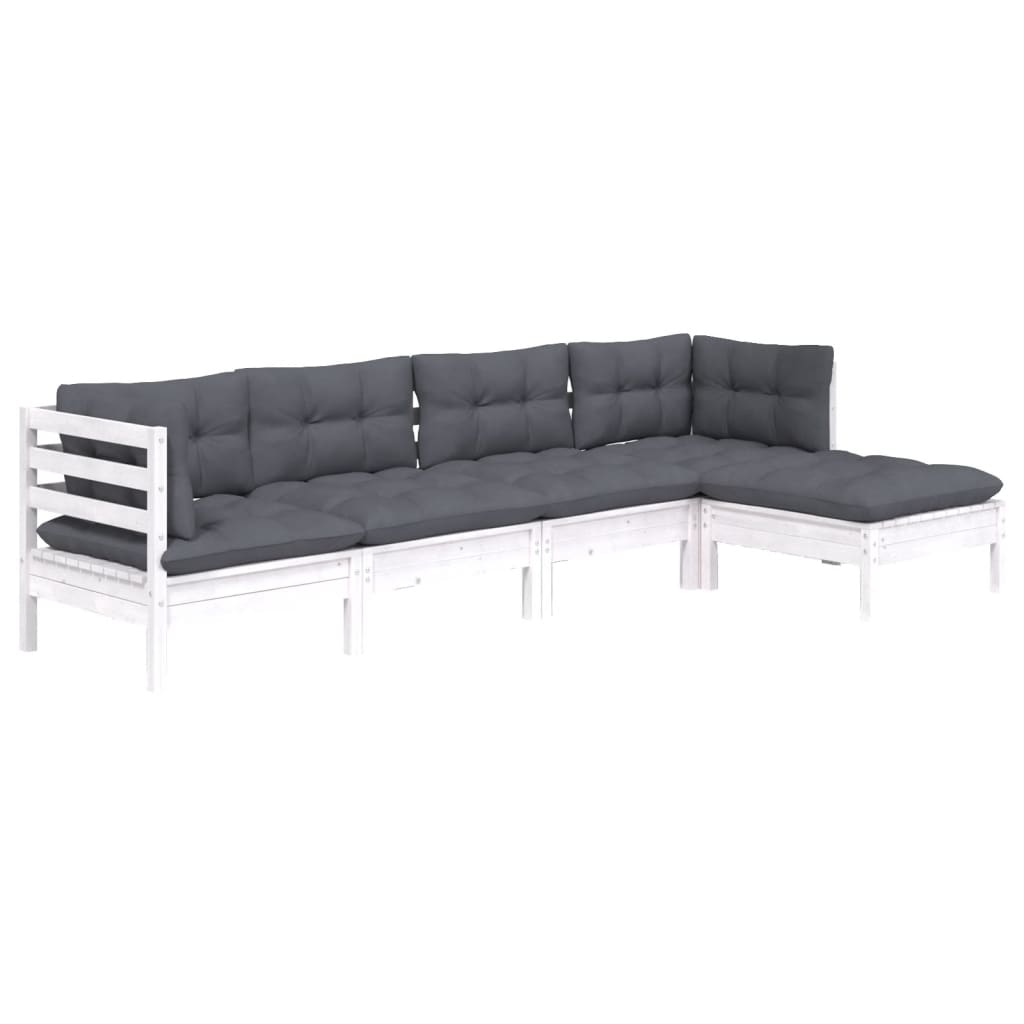 5-Tlg. Garten-Lounge-Set Mit Kissen Kiefernholz