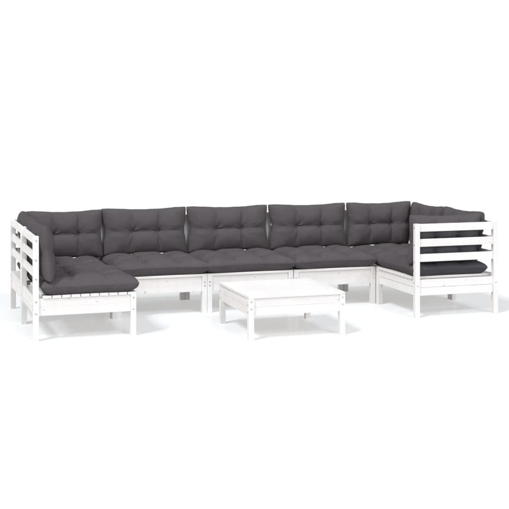 8-Tlg. Garten-Lounge-Set Mit Kissen Kiefernholz