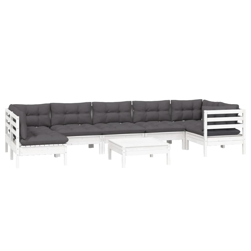 8-Tlg. Garten-Lounge-Set Mit Kissen Kiefernholz
