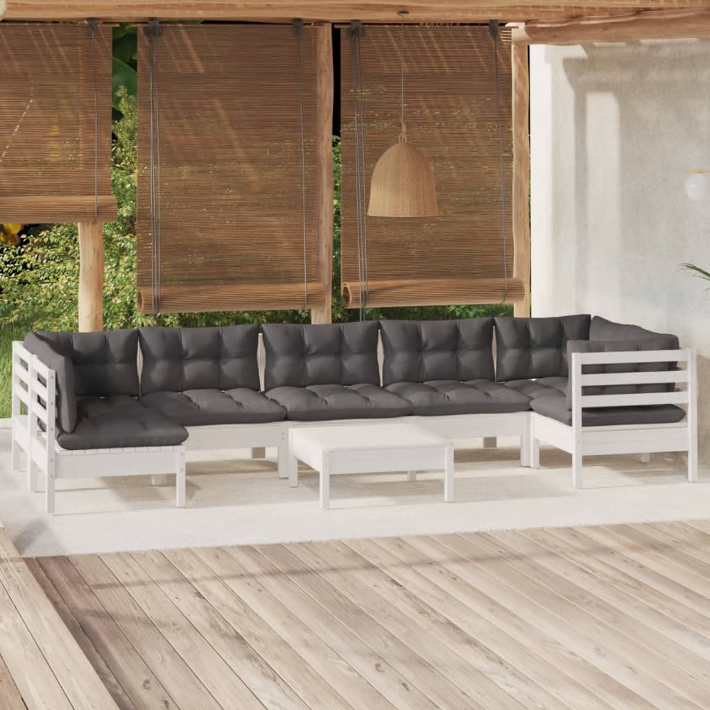 8-Tlg. Garten-Lounge-Set Mit Kissen Kiefernholz