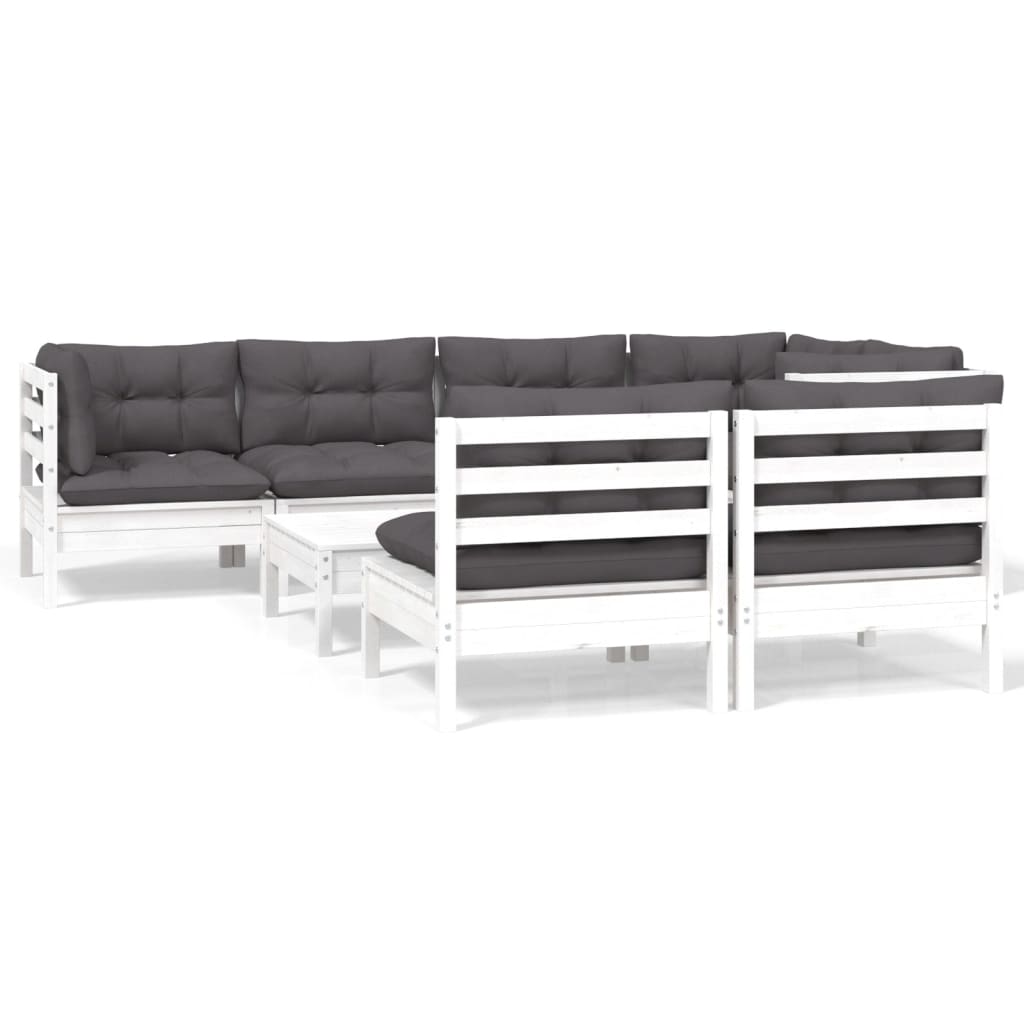 8-Tlg. Garten-Lounge-Set Mit Kissen Kiefer Massivholz