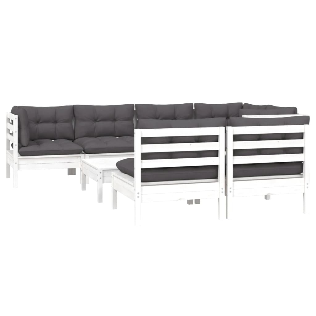 8-Tlg. Garten-Lounge-Set Mit Kissen Kiefer Massivholz