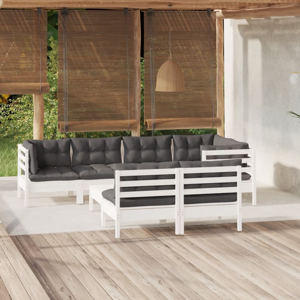 8-Tlg. Garten-Lounge-Set Mit Kissen Kiefer Massivholz
