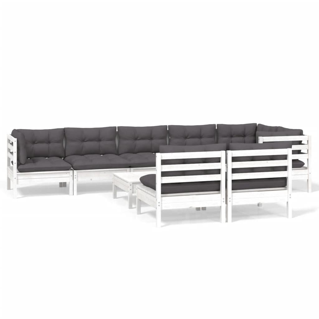 9-Tlg. Garten-Lounge-Set Mit Kissen Kiefer Massivholz