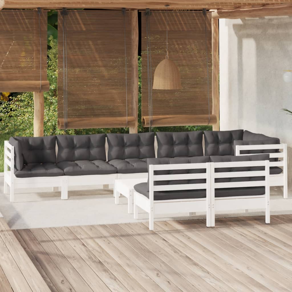 9-Tlg. Garten-Lounge-Set Mit Kissen Kiefer Massivholz