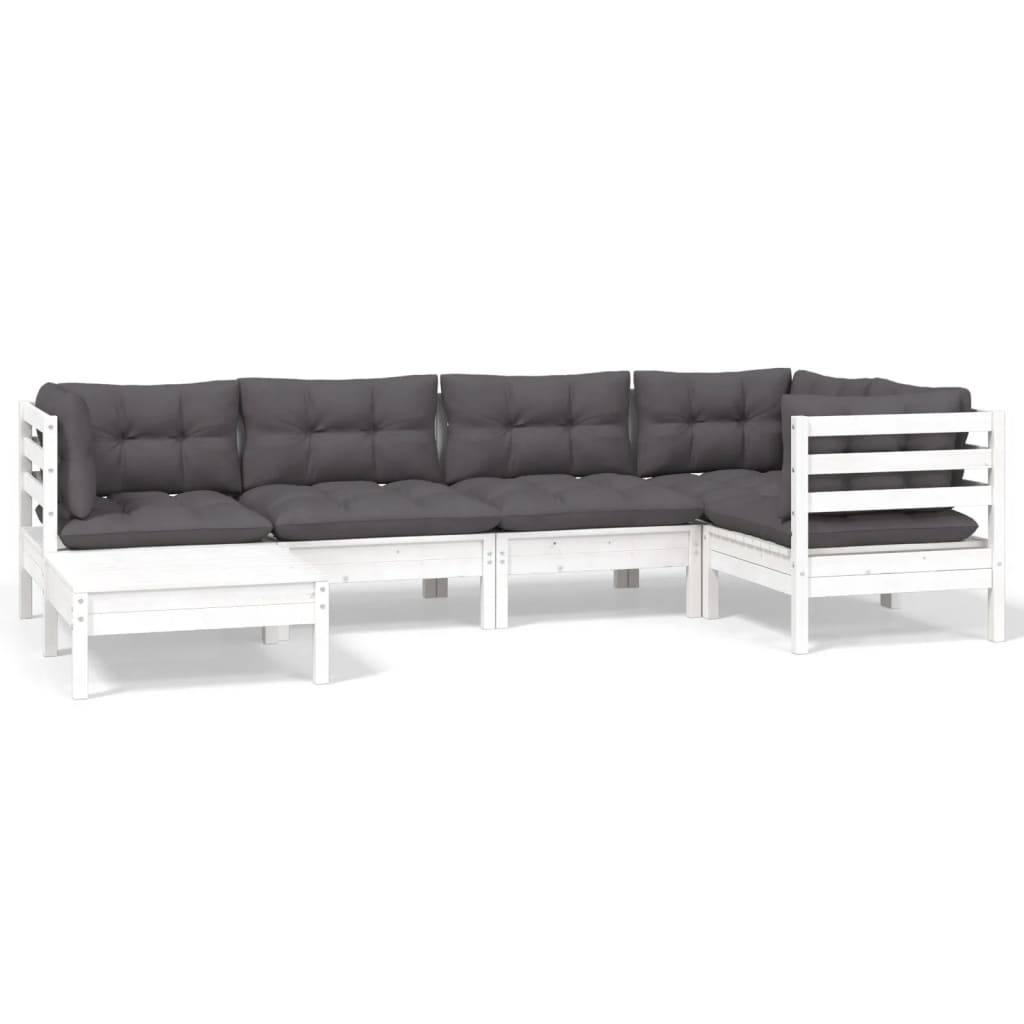 6-Tlg. Garten-Lounge-Set Mit Kissen Kiefer Massivholz
