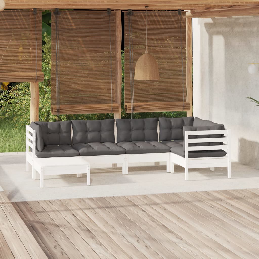 6-Tlg. Garten-Lounge-Set Mit Kissen Kiefer Massivholz