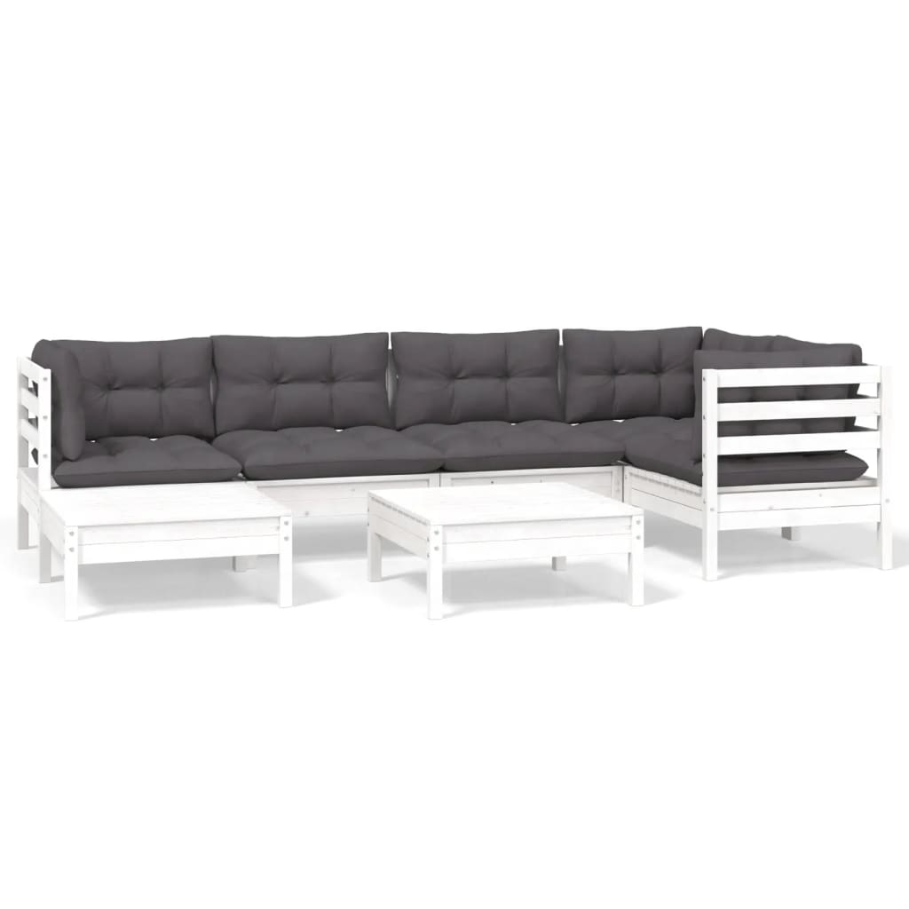 7-Tlg. Garten-Lounge-Set Mit Kissen Kiefer Massivholz