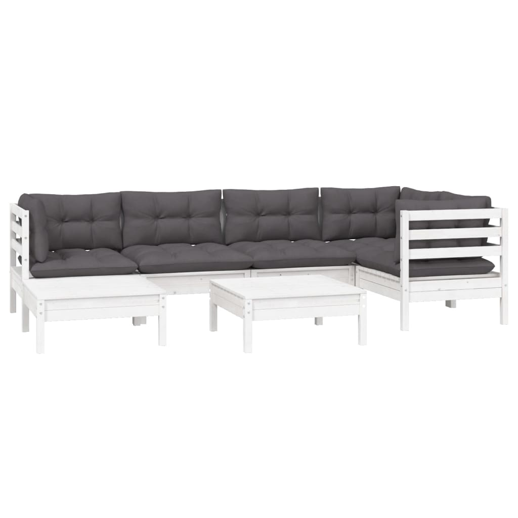7-Tlg. Garten-Lounge-Set Mit Kissen Kiefer Massivholz