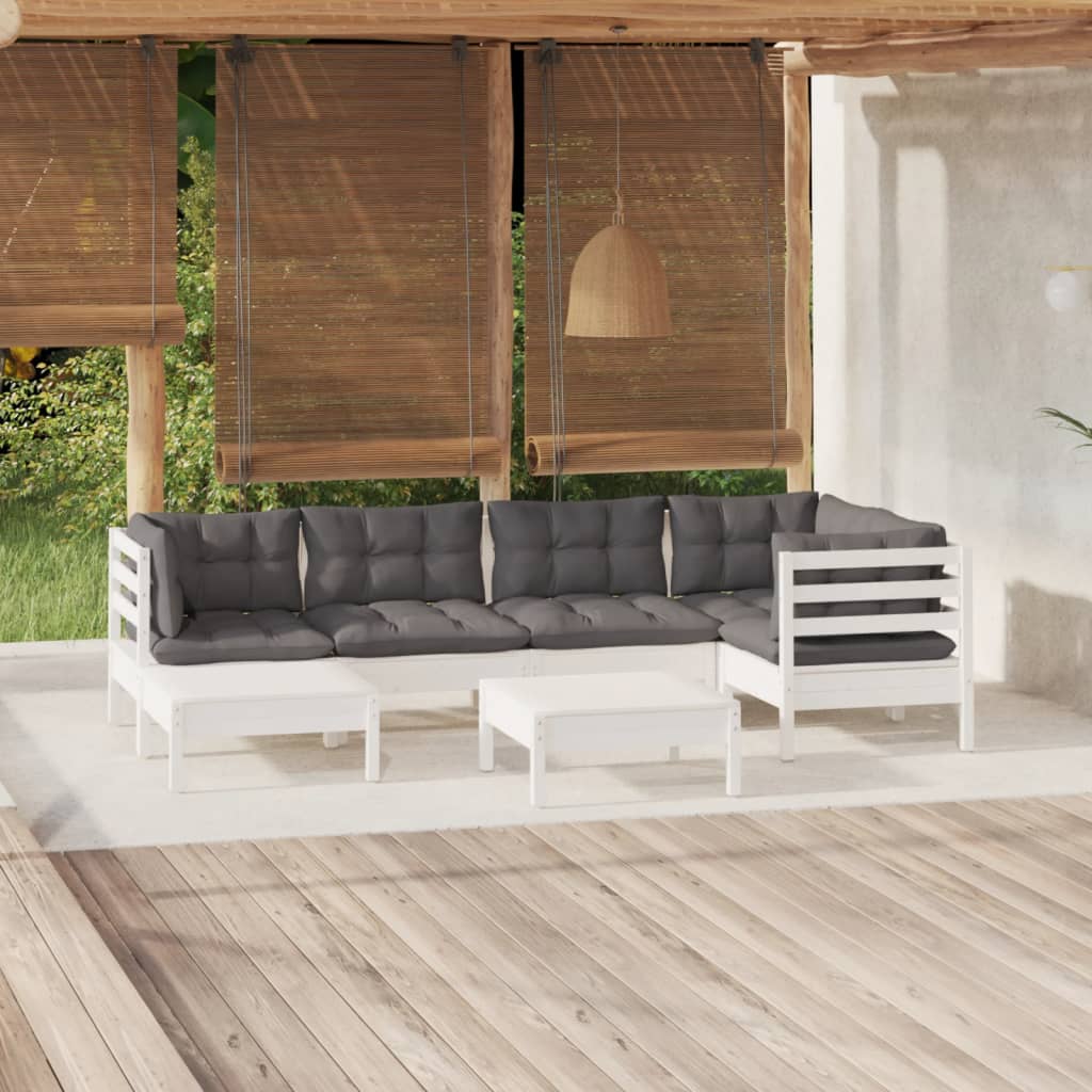 7-Tlg. Garten-Lounge-Set Mit Kissen Kiefer Massivholz