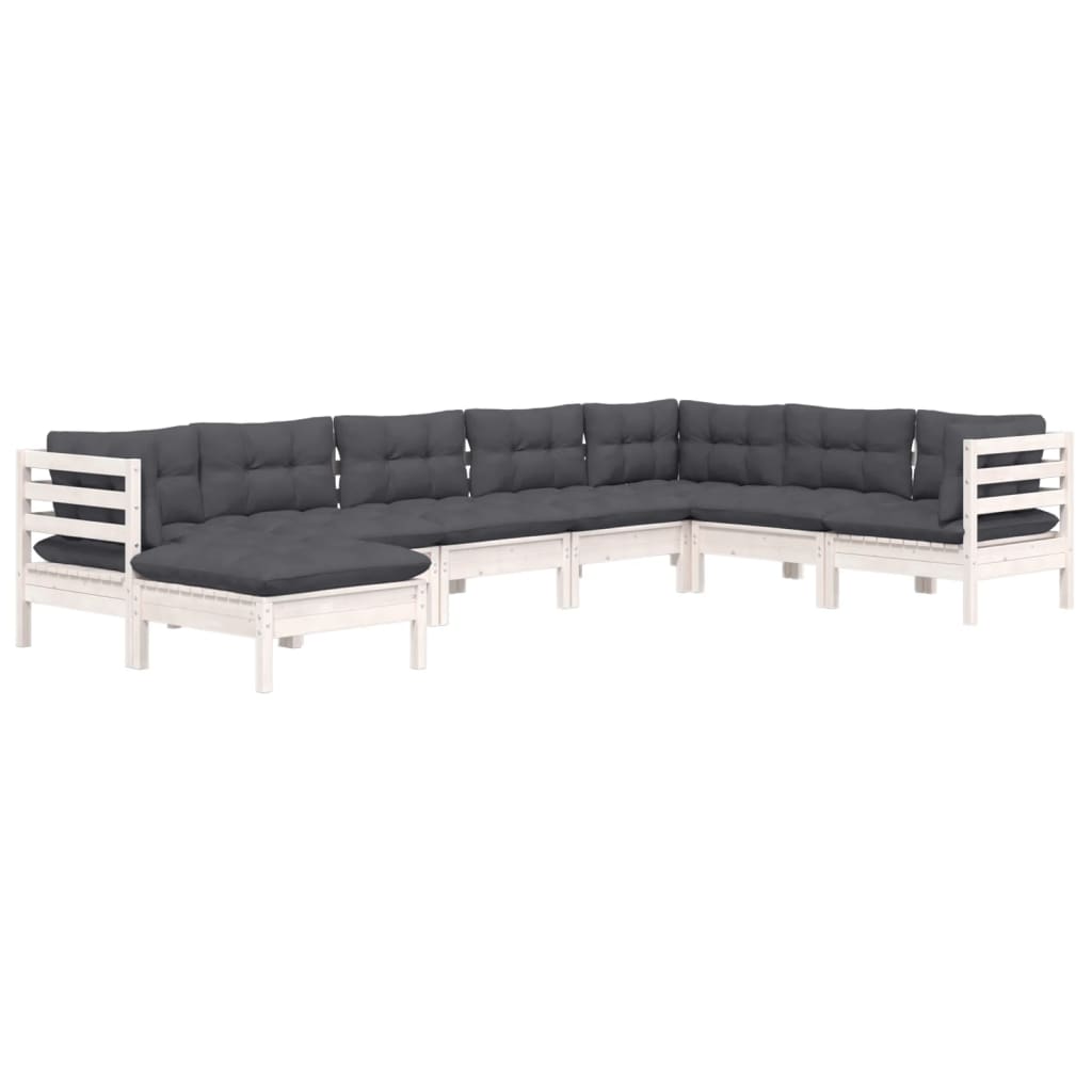 8-Tlg. Garten-Lounge-Set Mit Kissen Kiefer Massivholz