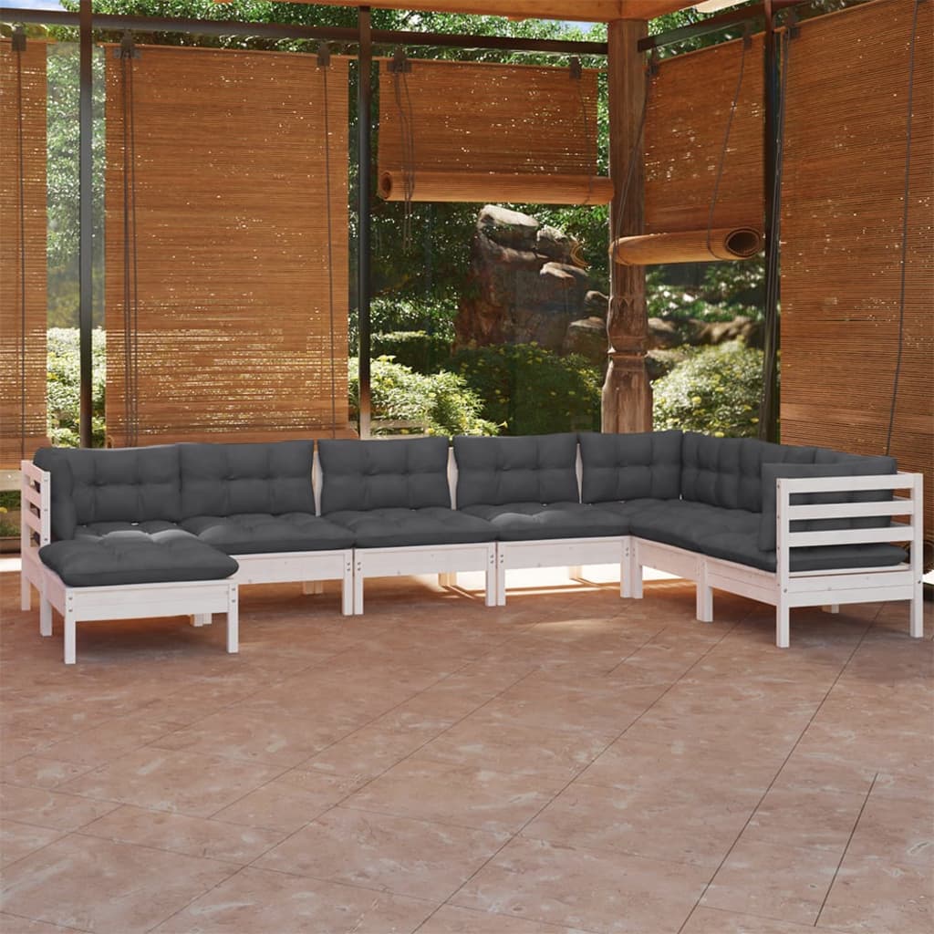 8-Tlg. Garten-Lounge-Set Mit Kissen Kiefer Massivholz